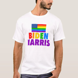 Biden Harris Rainbow American Flag Gay Pride T-Shirt