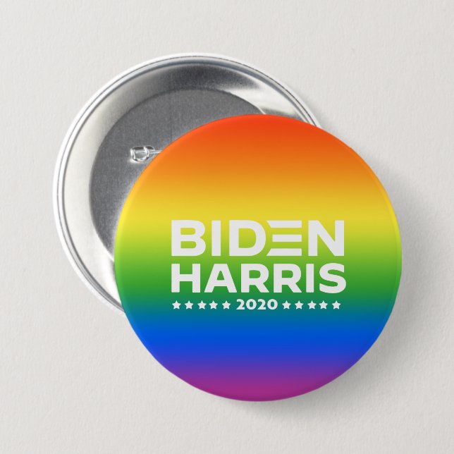 BIDEN HARRIS - Rainbow Pride Colours 7.5 Cm Round Badge (Front & Back)