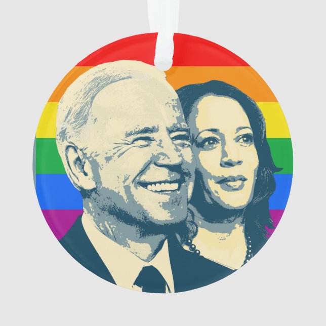 Biden Harris Rainbow Pride Ornament (Back)