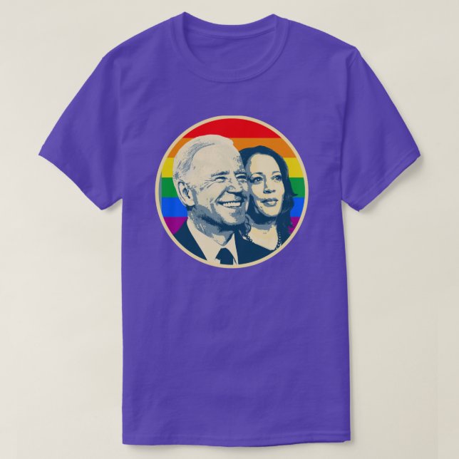 Biden Harris Rainbow Pride T-Shirt (Design Front)