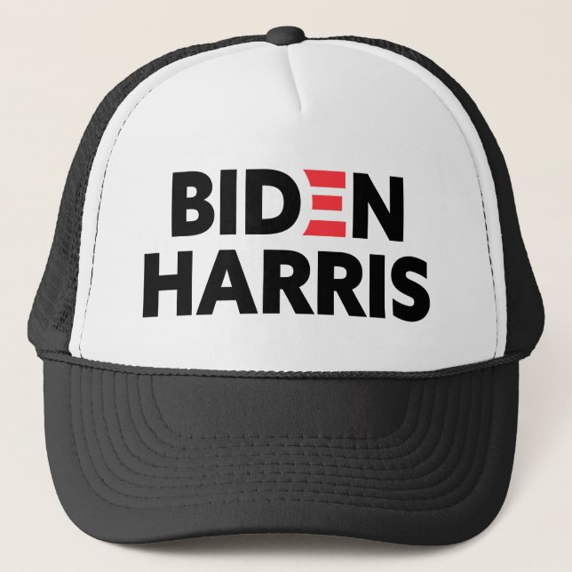 Biden / Harris Red Black White Trucker Hat (Front)