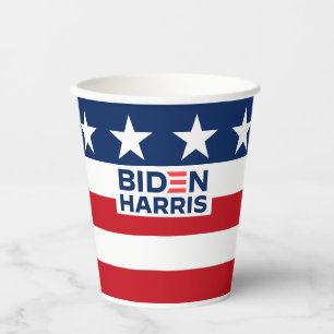 Biden Harris Red White and Blue Stars and Stripe Paper Cups