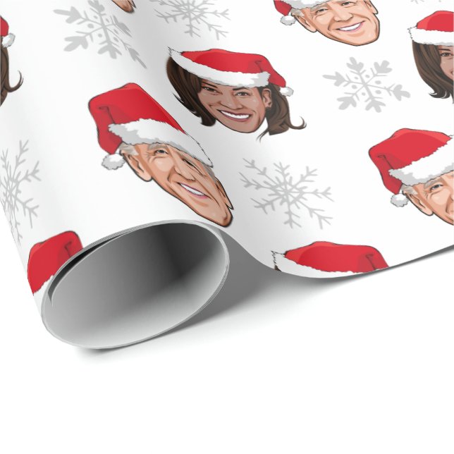 Biden Harris Santa Hat Pattern Wrapping Paper (Roll Corner)