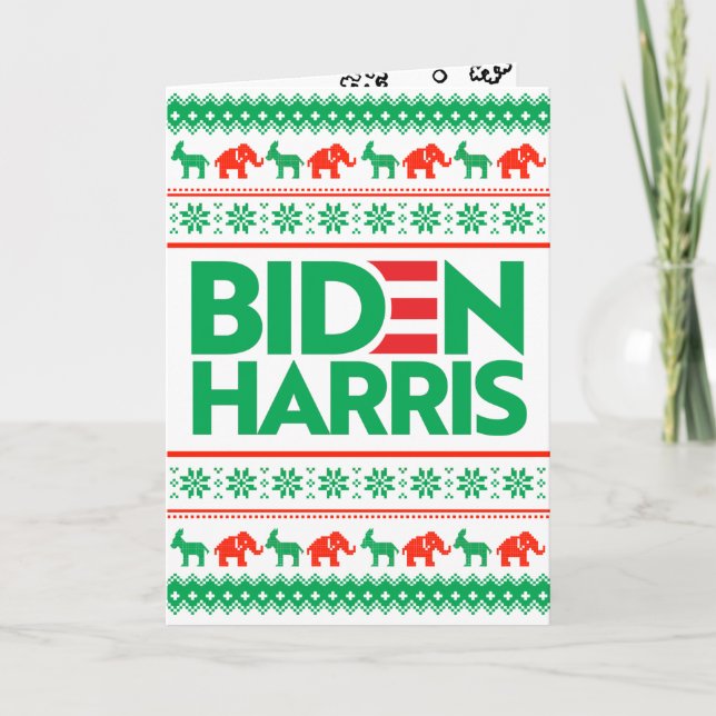 BIDEN HARRIS UGLY CHRISTMAS SWEATER (Green) Card (Front)