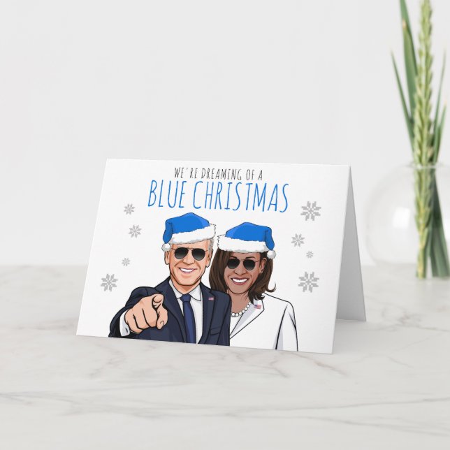 Biden Harris: We're Dreaming of a Blue Christmas Card (Front)
