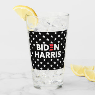 Biden / Harris White Stars Pattern Black Glass