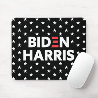 Biden Harris White Stars Pattern Black Mouse Mat
