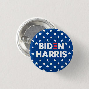 Biden / Harris White Stars Pattern Blue 3 Cm Round Badge