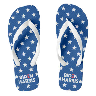Biden / Harris White Stars Pattern Blue Flip Flops