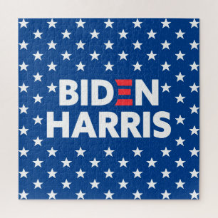 Biden / Harris White Stars Pattern Blue Jigsaw Puzzle