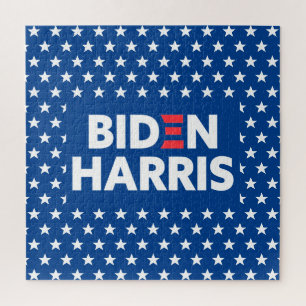 Biden / Harris White Stars Pattern Blue Jigsaw Puzzle