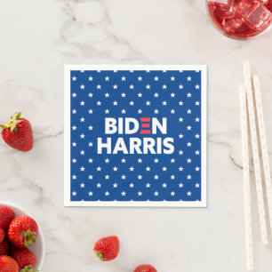 Biden / Harris White Stars Pattern Blue Napkin