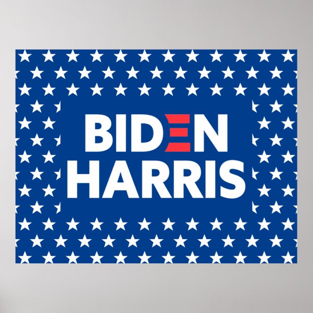 Biden / Harris White Stars Pattern Blue Poster (Front)