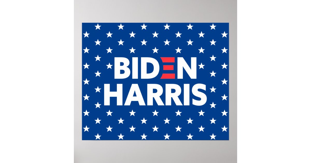 Biden / Harris White Stars Pattern Blue Poster | Zazzle.co.uk