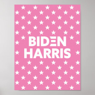 Biden / Harris White Stars Pattern Pink Poster