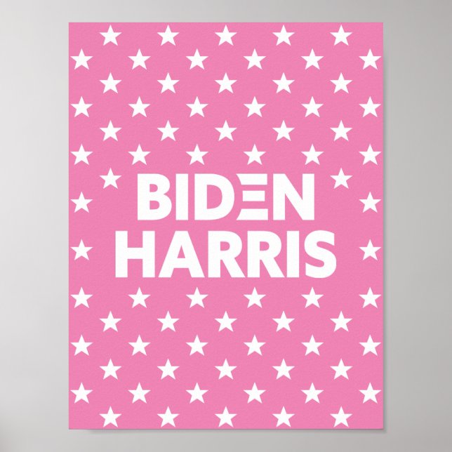 Biden / Harris White Stars Pattern Pink Poster (Front)