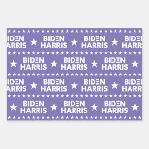 Biden / Harris White Stars Pattern Purple Wrapping Paper Sheet