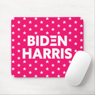 Biden Harris White Stars Pattern Red Pink Mouse Mat