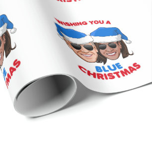 BIDEN HARRIS - WISHING YOU A BLUE CHRISTMAS WRAPPING PAPER