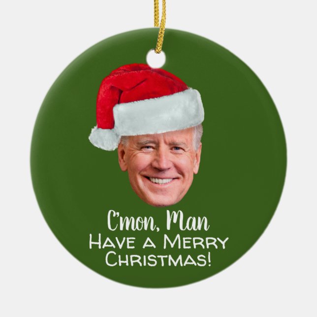Biden - Joe Santa Hat C'mon Man Ceramic Tree Decoration (Front)