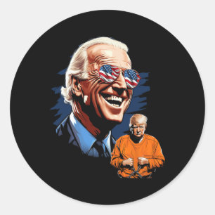 Biden Laughing Trump To Jail Tee Anti-trump Classic Round Sticker