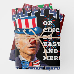 Biden Merry 4th The Thing Confused Joe Biden July Wrapping Paper Sheet