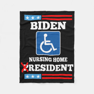 Biden Nursing Home Resident Funny Anti Joe Biden R Fleece Blanket