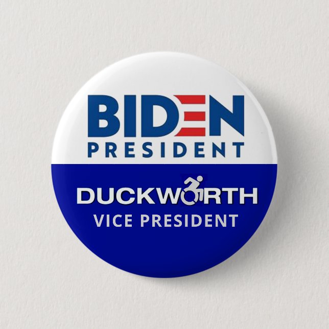 Biden President Duckworth Vice President 6 Cm Round Badge (Front)