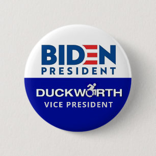 Biden President Duckworth Vice President 6 Cm Round Badge