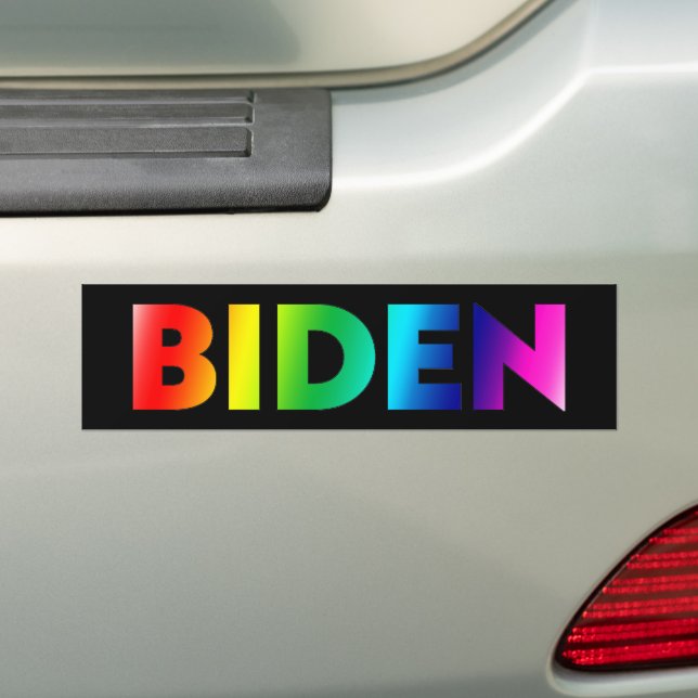 Biden pride lgbtq rainbow typography black bumper sticker (On Car)