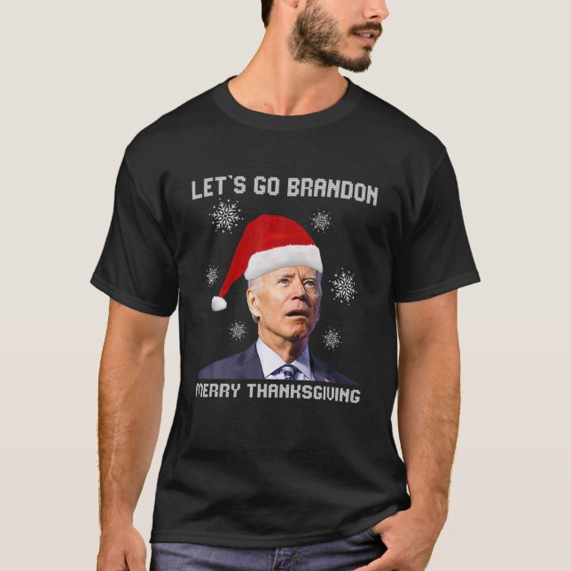 Biden Santa Merry Thanksgiving Lets Go Branson Bra T-Shirt (Front)