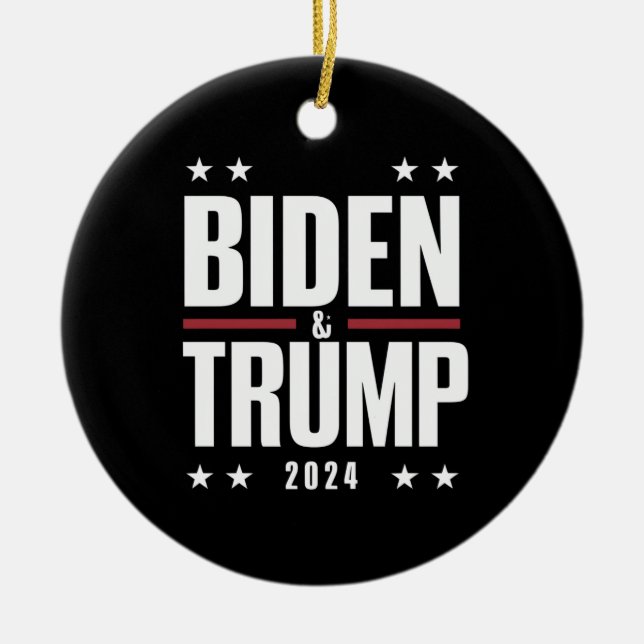 Biden Trump 2024 Funny Election Presidential VP Ceramic Tree Decoration (Front)