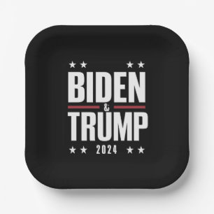 Biden Trump 2024 Funny Election Presidential VP Paper Plate