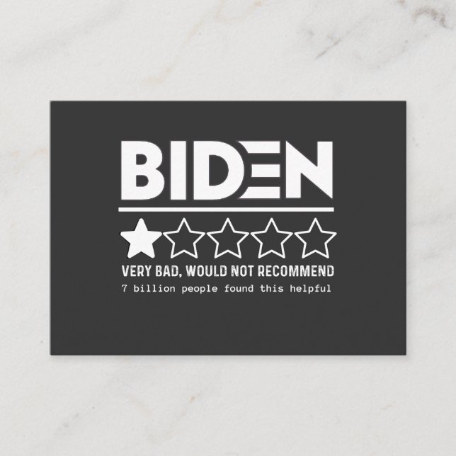 Biden Very Bad Would Not Recommend T-Shirt Business Card (Front)