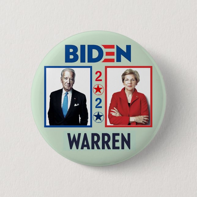 Biden Warren 2020 6 Cm Round Badge (Front)