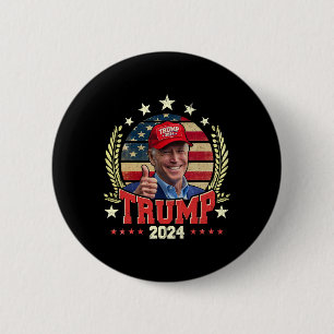 Biden Wearing Trump Red Hat Shirt Funny Trump 2024 6 Cm Round Badge