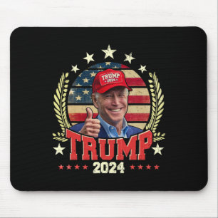 Biden Wearing Trump Red Hat Shirt Funny Trump 2024 Mouse Mat