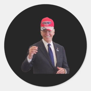 Biden Wears A Trump 2024 Hat Classic Round Sticker