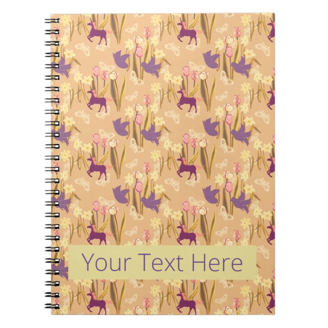 Bids and Unicorns on Spring Meadow Notebook (Front)