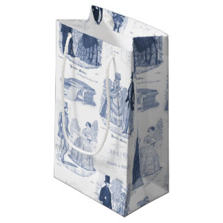 Biedermeier Blue Toile Elegant Vintage Fashion Small Gift Bag
