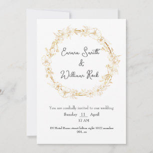 Biege and white Card wedding invitation 
