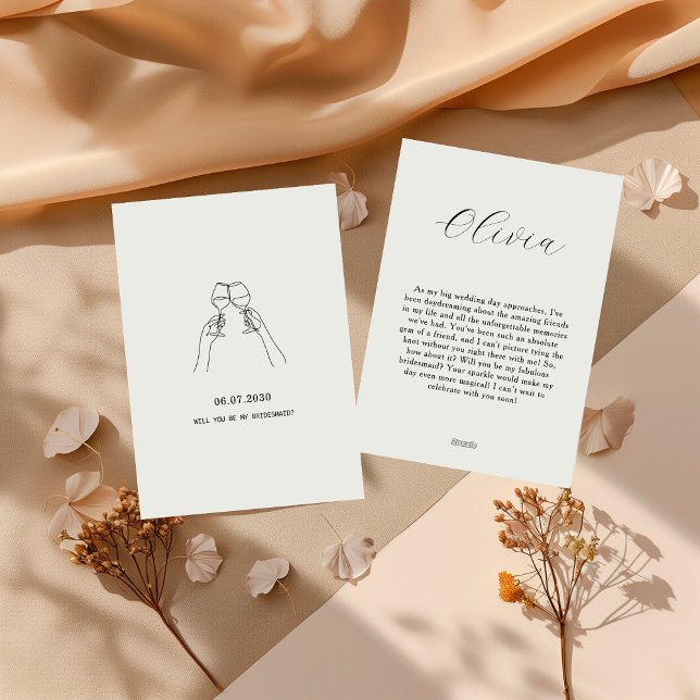Biege Minimal Be My Bridesmaid Invitation (Creator Uploaded)
