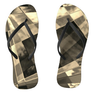 Biege or brown inclined squares and rectangles. flip flops