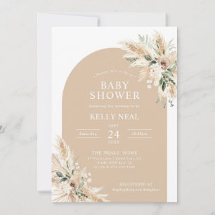 Biege Pampas Grass Baby Shower Invitation