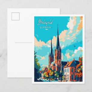 Bielefeld Germany vintage travel illustration Postcard