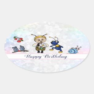 Biene und Ameise Oval Sticker