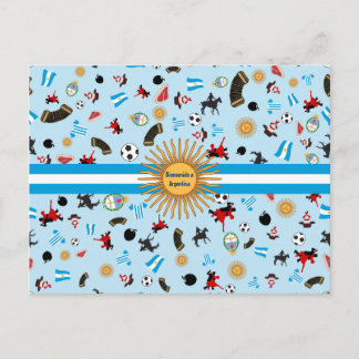 Bienvenido a Argentina- famous items of Argentina Postcard
