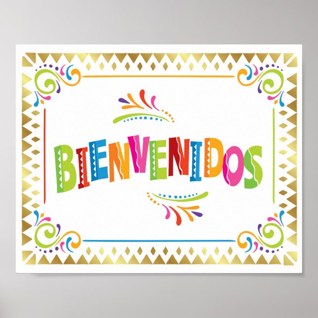 BIENVENIDOS Fiesta Party Sign Print (Front)