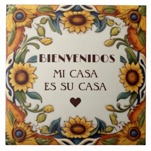 Bienvenidos Mi Casa Es Su Casa Sunflowers Floral Tile