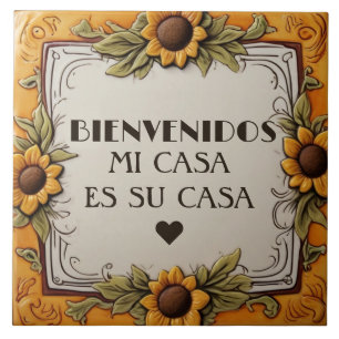 Bienvenidos Mi Casa Es Su Casa Yellow Sunflower Tile